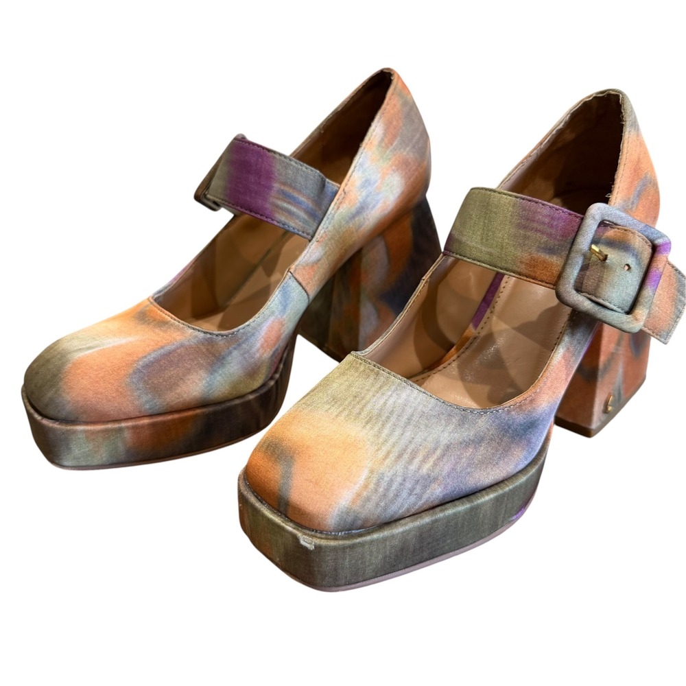 Circus Sam Edelman Kay Platform Mary Jane Size 6 Tan Abstract Retro Mod Fairy - Picture 2 of 16